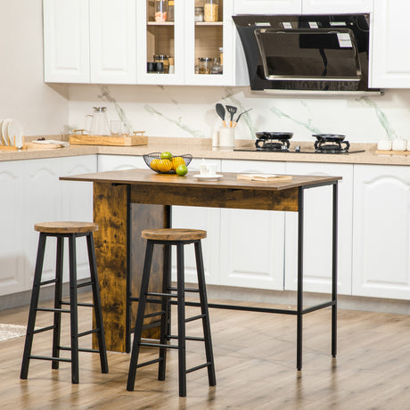easycomfort easycomfort bancone bar pieghevole stile industriale con scaffale a 3 ripiani 120x76x91 4cm