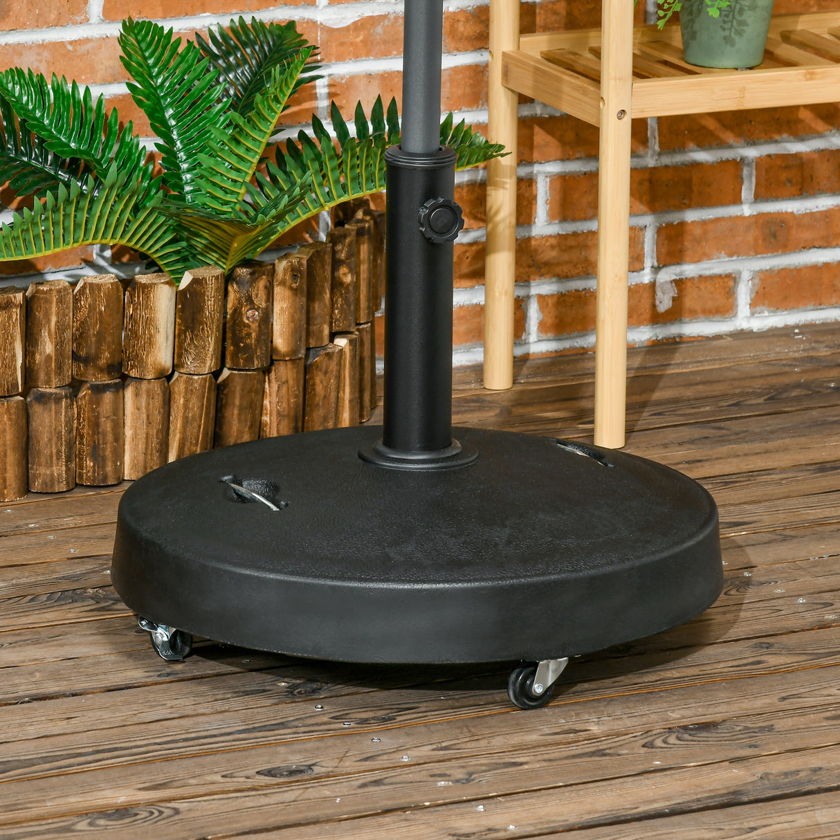 easycomfort easycomfort base per ombrellone da 23 5kg con 2 manovelle e rotelle in resina e acciaio 53x41 cm nera