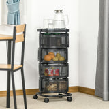 easycomfort easycomfort carrello portavivande con 4 cestelli piano dappoggio e ruote in acciaio e pp 33x33x77 cm