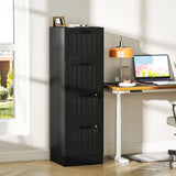 easycomfort easycomfort cassettiera portadocumenti a 4 cassetti con binario regolabile e 2 serrature in legno 40x40x131 cm nero