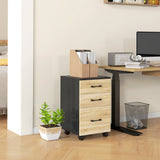 easycomfort easycomfort cassettiera ufficio con 3 cassetti e ruote portadocumenti con barre regolabili rovere e nero