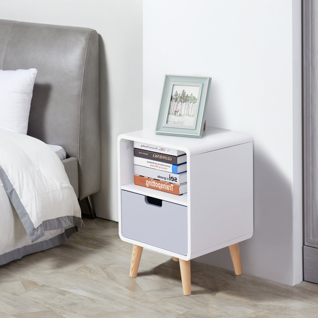 easycomfort easycomfort comodino con cassetto in mdf e legno di pino per camera da letto soggiorno e bagno 40x38x58 cm