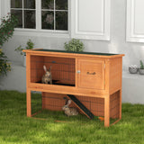 easycomfort easycomfort conigliera da esterno a 2 livelli in legno con vassoio rimovibile per 1 2 conigli arancione