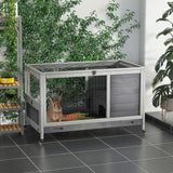 easycomfort easycomfort conigliera in legno con 4 ruote casetta per conigli e rampa 90x53x59cm grigio
