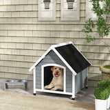 easycomfort easycomfort cuccia per cani in legno da esterno casetta per cani grandi con pavimento rimovibile 84x99x87cm grigio