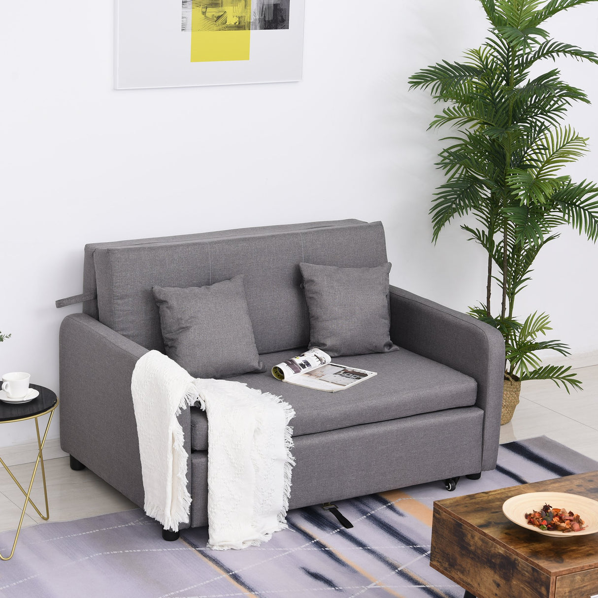 easycomfort easycomfort divano letto 2 posti 2 in 1 con vano contenitore e design moderno letto singolo imbottito e rivestito in lino grigio