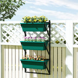 easycomfort easycomfort fioriera da esterno verticale e 3 vasi per piante in plastica con fori di drenaggio 56x42x100 cm verde