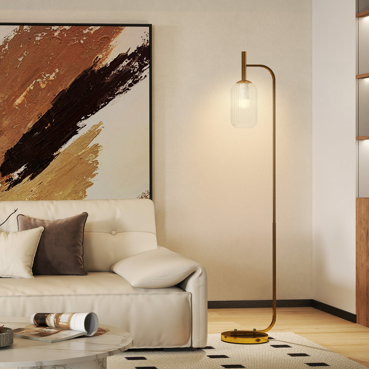 easycomfort easycomfort lampada da terra moderna con paralume in vetro e interruttore a pedale per lampadine e27 oro