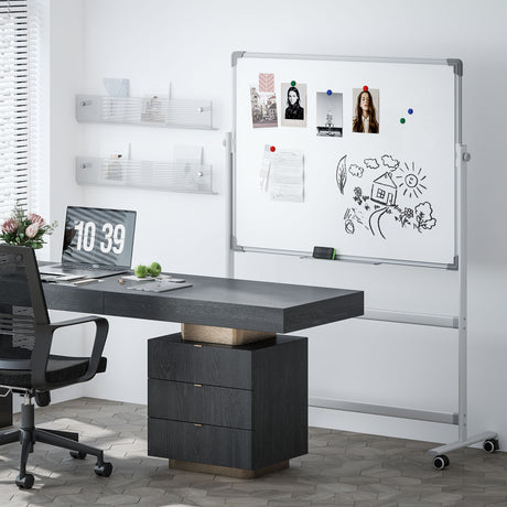 easycomfort easycomfort lavagna magnetica bianca a 2 facce con accessori e 4 ruote in alluminio e acciaio 127x50x165 cm