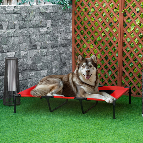 easycomfort easycomfort lettino per cani 50kg max rialzato con borsa da viaggio in metallo e tessuto oxford 122x92x23 cm rosso