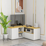 easycomfort easycomfort mobile tv a l per tv da 40 con 3 ripiani aperti e 2 armadietti in truciolato 90x90x45 cm