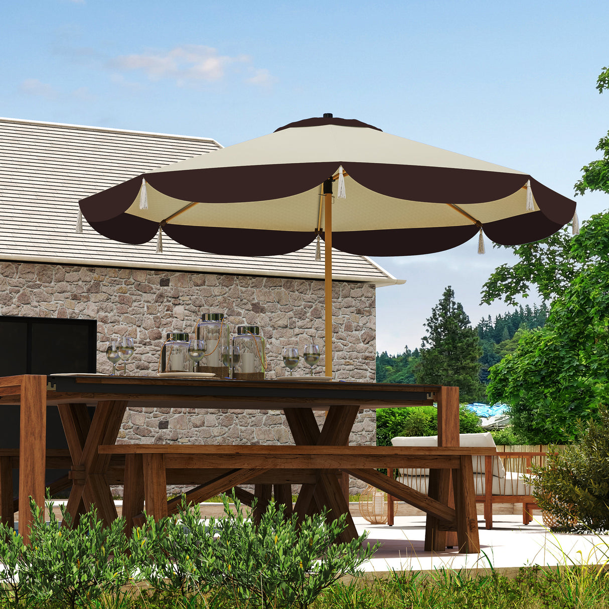 easycomfort easycomfort ombrellone da giardino 2 6 m con copertura uv50 presa daria e 8 stecche beige