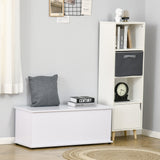 easycomfort easycomfort panca contenitore multiuso in legno truciolare con coperchio apribile per camera e ingresso 100x40x40cm bianco