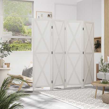 easycomfort easycomfort paravento a 4 ante per interni divisorio in legno per camera e ufficio 182x170 cm bianco