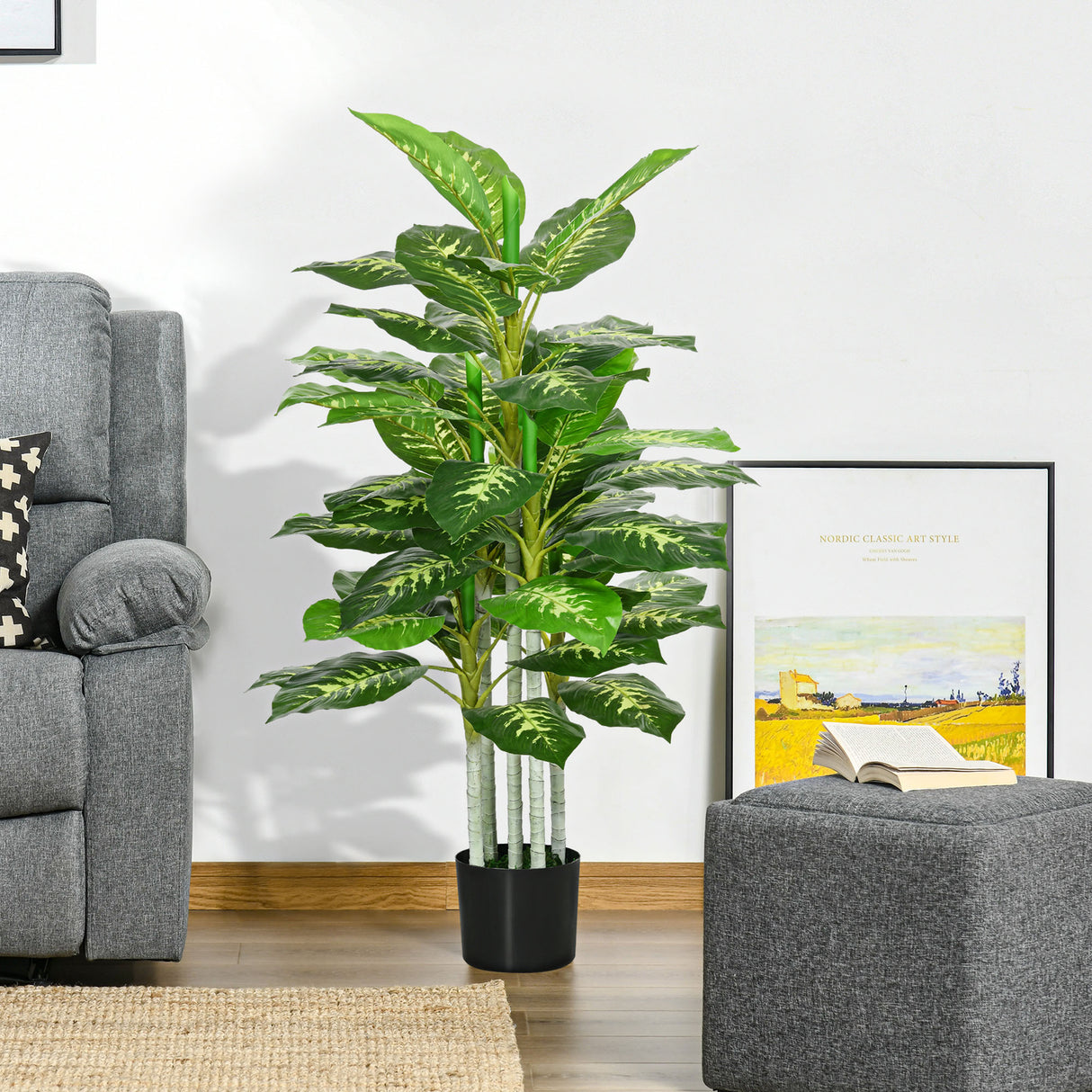 easycomfort easycomfort pianta artificiale decorativa alta 120 cm con vaso nero per interni ed esterni