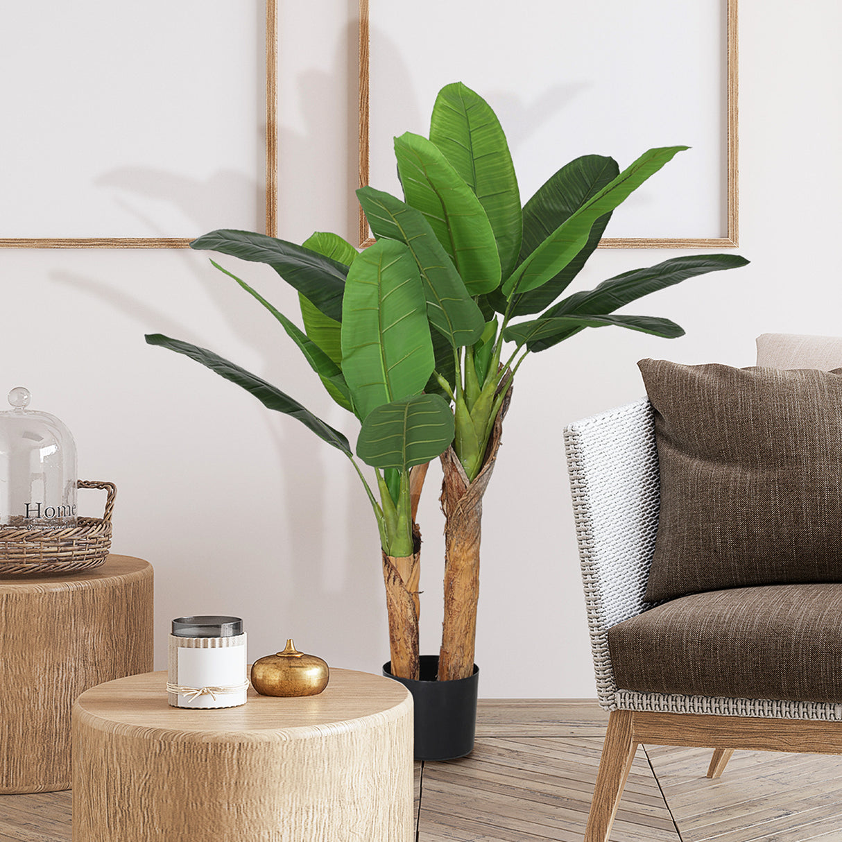 easycomfort easycomfort pianta artificiale di banano alta 120 cm con vaso incluso per interni verde