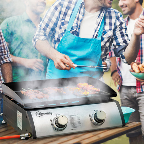 easycomfort easycomfort piastra barbecue a gas da tavolo con 2 bruciatori e potenza 6kw 48 5x46x21cm nero