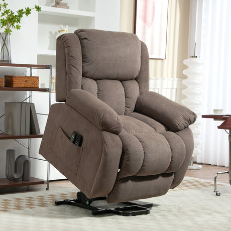 easycomfort easycomfort poltrona alzapersona massaggiante e reclinabile con 2 tasche e telecomando 93x104x105 cm marrone chiaro