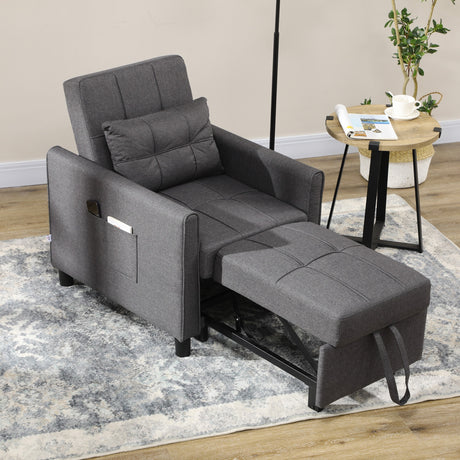 easycomfort easycomfort poltrona letto singolo reclinabile su 3 livelli con cuscino extra 69x82x85cm grigio