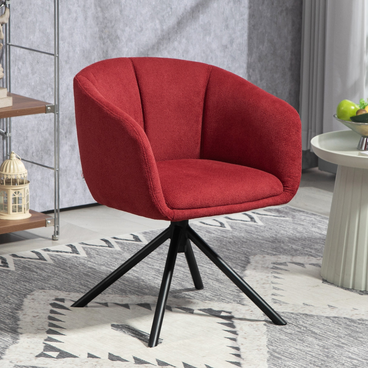 easycomfort easycomfort poltrona moderna girevole con seduta imbottita in tessuto boucle per salotto e ufficio rosso vino
