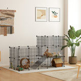 easycomfort easycomfort recinto per animali modulabile e multilivello con 39 pannelli in acciaio e pp 140x70x105 cm nero