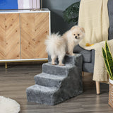 easycomfort easycomfort scaletta per cani portatile a 4 gradini in flanella sfoderabile e truciolato 60x35x44 cm grigio
