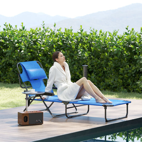easycomfort easycomfort sdraio da giardino pieghevole con schienale regolabile cuscino e foro per viso blu scuro