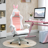 easycomfort easycomfort sedia gaming ergonomica con orecchie poggiapiedi estraibile cuscino lombare e poggiatesta rosa