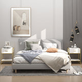 easycomfort easycomfort set 2 comodini moderni con cassetto e ripiano aperto in mdf e acciaio 45x40x60cm bianco e oro