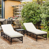 easycomfort easycomfort set 2 lettini prendisole con cuscini imbottiti e tavolino in rattan pe marrone e beige