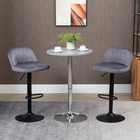 easycomfort easycomfort set 2 sgabelli da bar con schienale e poggiapiedi girevoli con altezza regolabile grigio