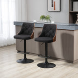 easycomfort easycomfort set 2 sgabelli da bar girevoli ad altezza regolabile per cucina e soggiorno 47 5x50x93 5 116 cm nero e noce