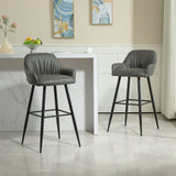 easycomfort easycomfort set 2 sgabelli da bar moderni con poggiapiedi e schienale finta pelle pu e acciaio grigio