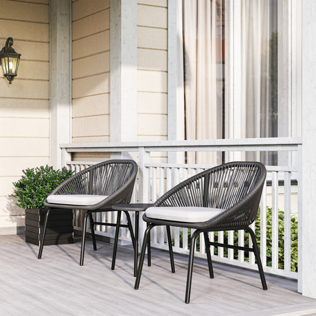 easycomfort easycomfort set da giardino con 2 sedie con cuscino e tavolino da caffe in acciaio e rattan pe nero