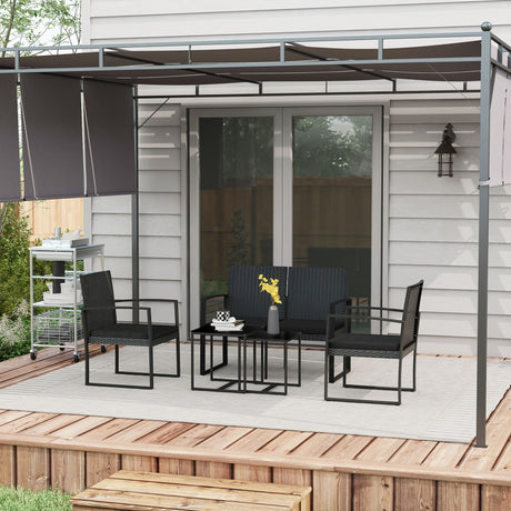 easycomfort easycomfort set da giardino con 2 sedie divanetto e 2 tavolini con cuscini e piano in vetro nero