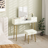 easycomfort easycomfort set tavolo da trucco con 3 cassetti e specchio con sgabello da trucco portaoggetti bianco