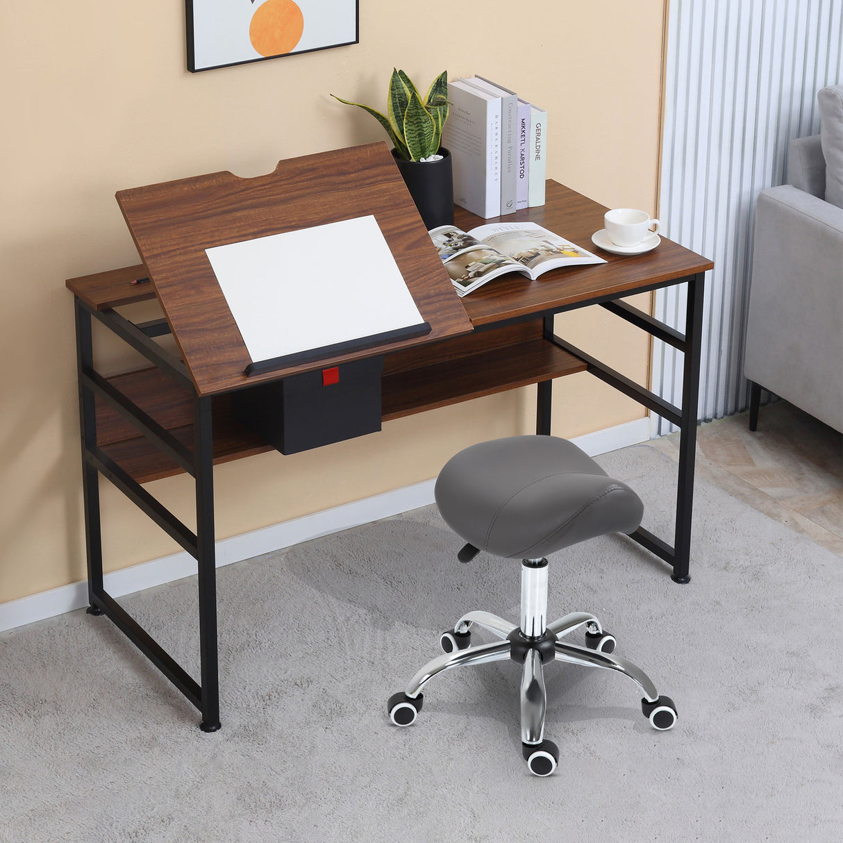easycomfort easycomfort sgabello da lavoro a sella con ruote e altezza regolabile per negozi parrucchiere e tattoo 52x53x49 61cm grigio ean 8054111842389