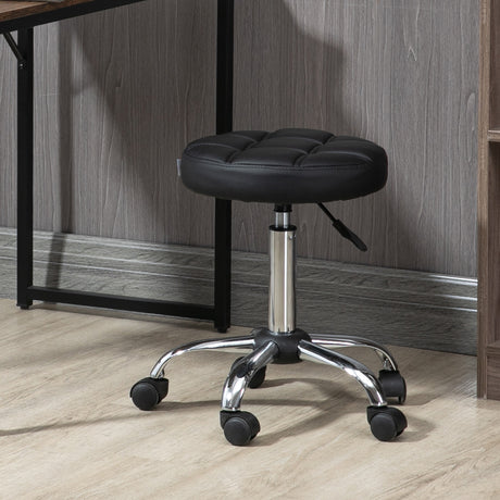 easycomfort easycomfort sgabello girevole rotondo con ruote altezza regolabile e rivestimento in finta pelle nero