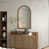 easycomfort easycomfort specchio da parete ad arco 110x65cm con cornice in legno per camera e ingresso marrone scuro