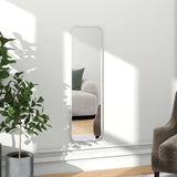 easycomfort easycomfort specchio verticale da parete o da terra con bordi arrotondati in mdf e vetro 120x35 cm bianco