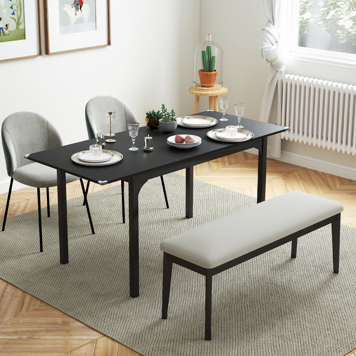 easycomfort easycomfort tavolo allungabile 4 6 posti espandibile da 120 160 cm con gambe in acciaio nero