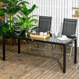 easycomfort easycomfort tavolo da giardino rettangolare per 8 persone in alluminio e vetro 180x80x72cm nero
