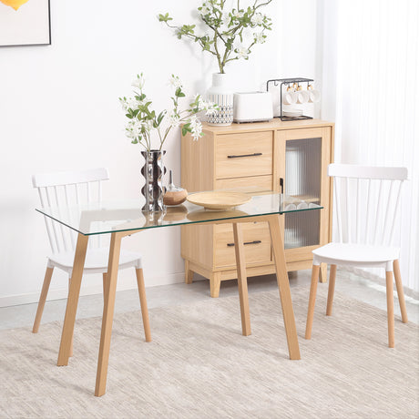 easycomfort easycomfort tavolo da pranzo rettangolare per 4 persone max in acciaio con piano in vetro temperato 120x60x76 cm