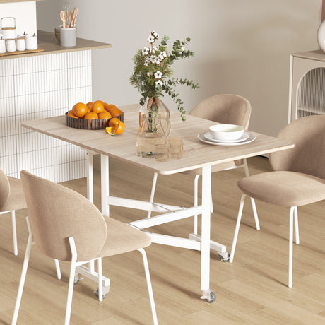 easycomfort easycomfort tavolo pieghevole moderno a 2 ribalte con rotelle in mdf e acciaio 120x80x73cm marrone