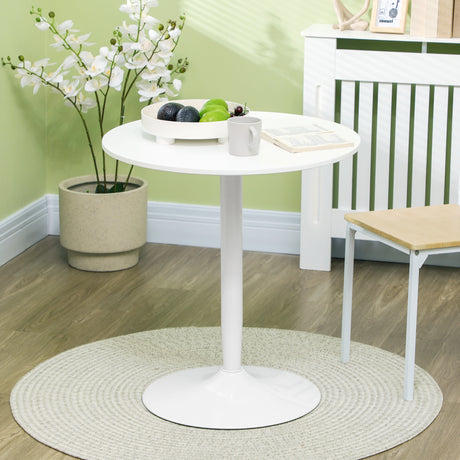 easycomfort easycomfort tavolo rotondo moderno per 2 persone in mdf e acciaio 70x75cm bianco