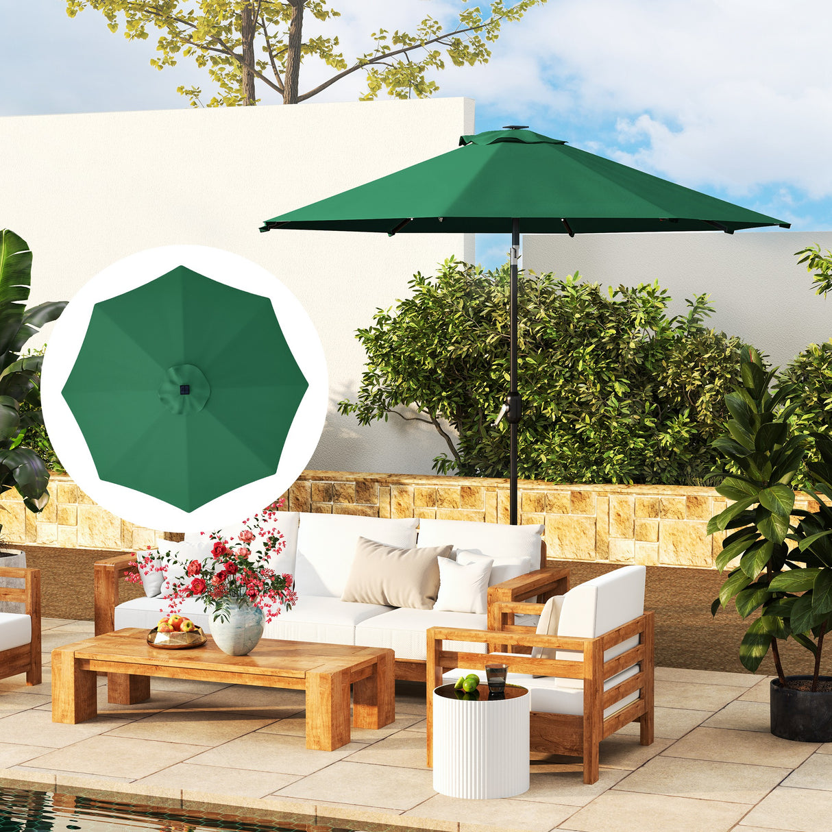 easycomfort easycomfort telo di ricambio per ombrellone da 3 m a 8 stecche poliestere anti uv 50 verde