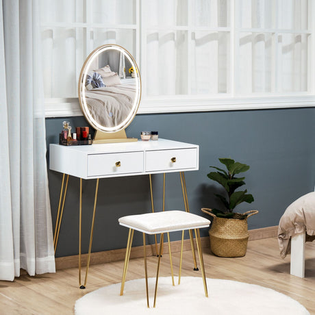 easycomfort easycomfort toeletta con specchio luci a led in stile industriale tavolo per trucco con sgabello mobile toeletta con interruttore touch bianco