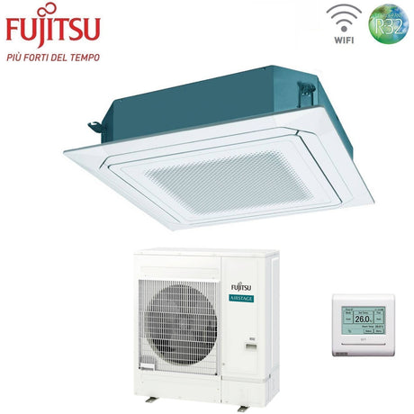 fujitsu condizionatore a cassetta fujitsu kr circular flow white 45000 btu auxg45krlb trifase r 32 wi fi optional con griglia e filocomando