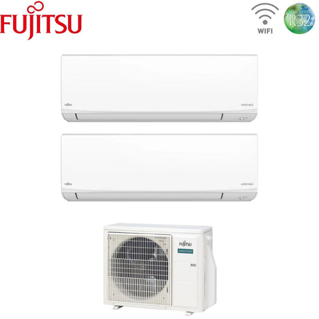 fujitsu condizionatore dual split fujitsu kj white 714 con aoeg18kbca2 r 32 wi fi integrato