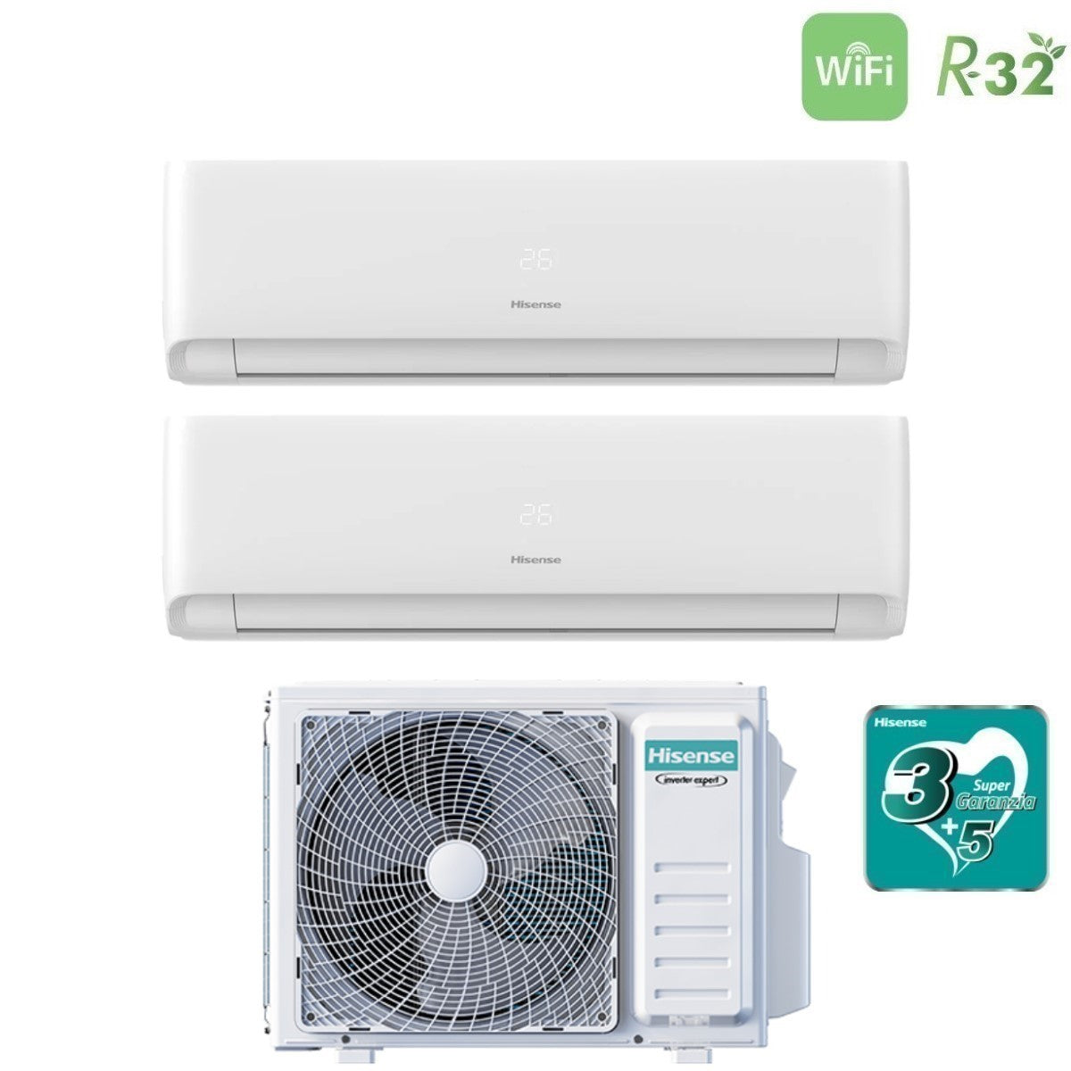 hisense climatizzatore condizionatore hisense dual split inverter serie ecosense 912 con 2amw52u4rxc r 32 wi fi integrato 900012000